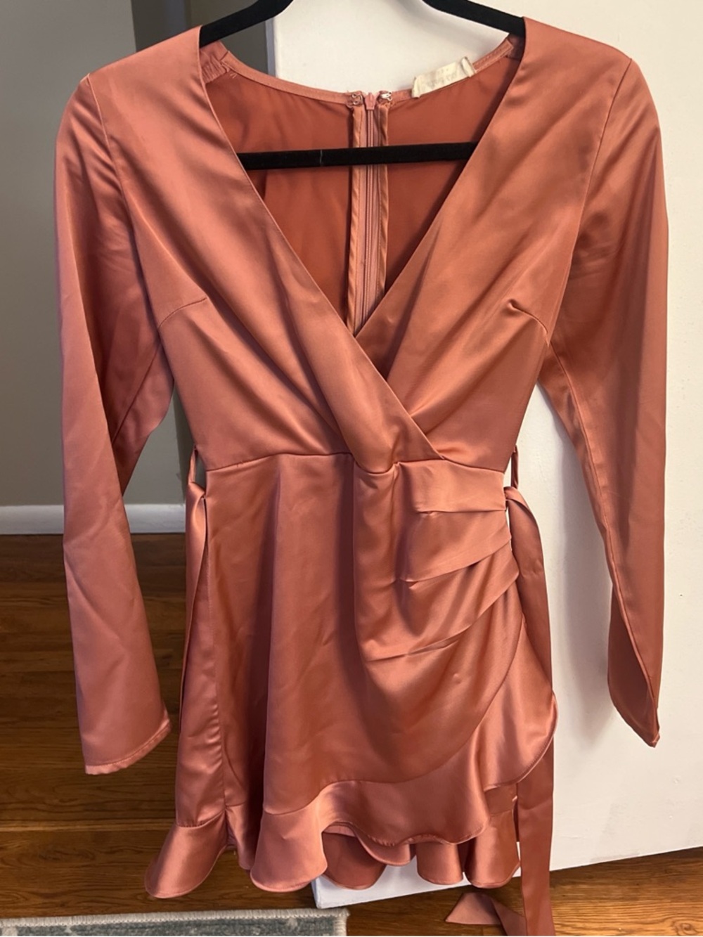 Altar'd State Rose Copper Satin Mini Dress